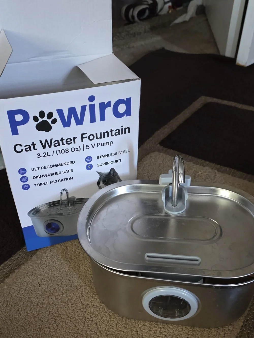 Official Pawira Stainless Steel Cat Water Fountain